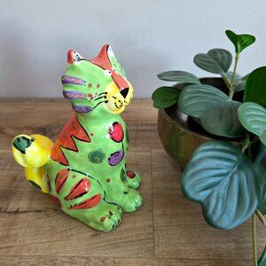 Bella Casa Dottie Dracos by Ganz ceramic cat piggy bank. 7.5'' tall.
